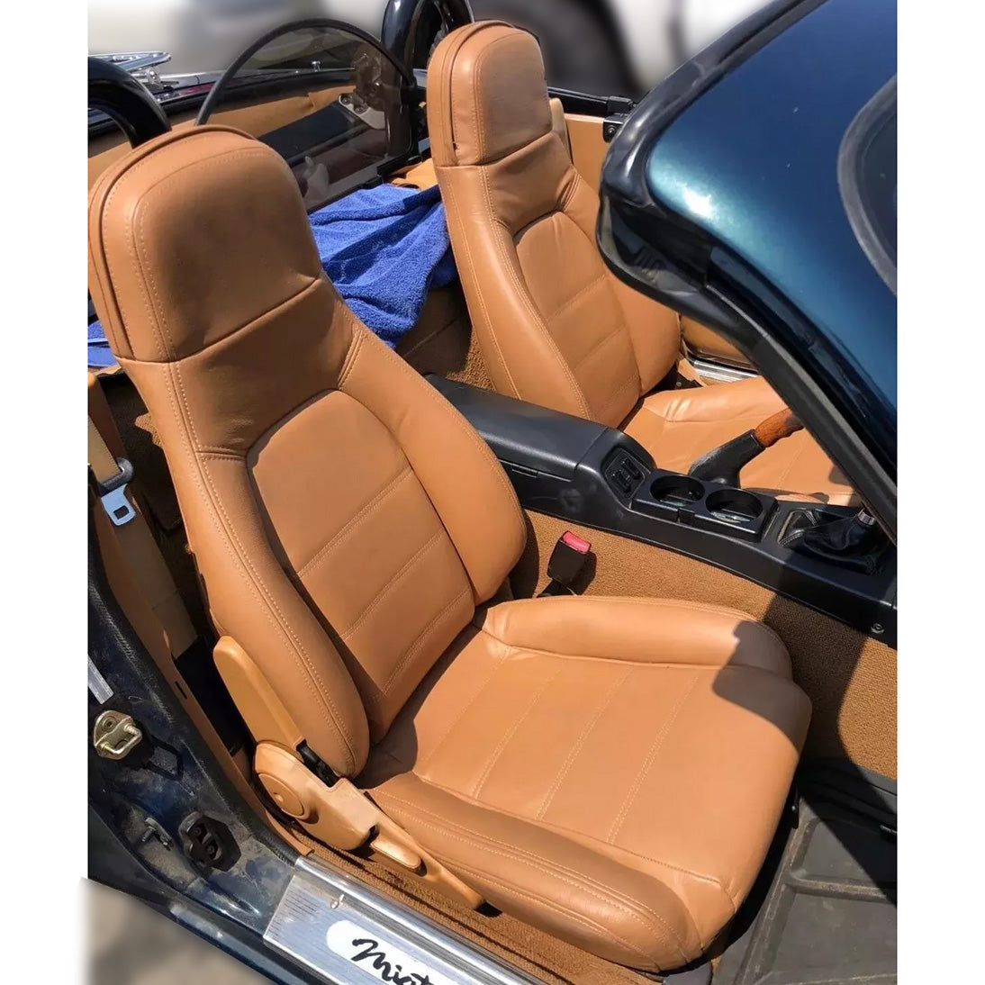 Cognac Orange Leather Seat Covers for Mazda Miata NA MX-5 – Premium OEM Replacement
