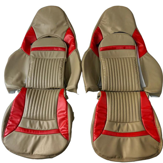 Corvette C5 Seat Covers - Red & Oak - Lux Seat Covers