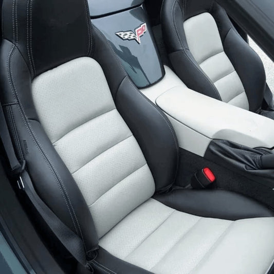 Corvette C6 Seat Covers - Black & Light Gray - Lux Seat Covers