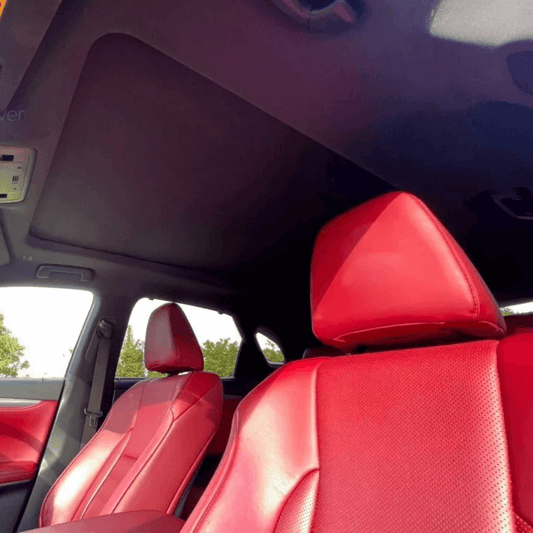 Vivid red leather seat covers in a Lexus RX350 RX450h, showcasing a luxurious and bold interior design upgrade for model years 2010-2015.