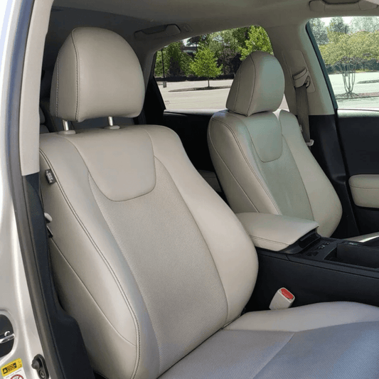 Shale leather seat covers in a Lexus RX350 RX450h, showcasing a refined and neutral-tone interior upgrade for 2010-2015 models.